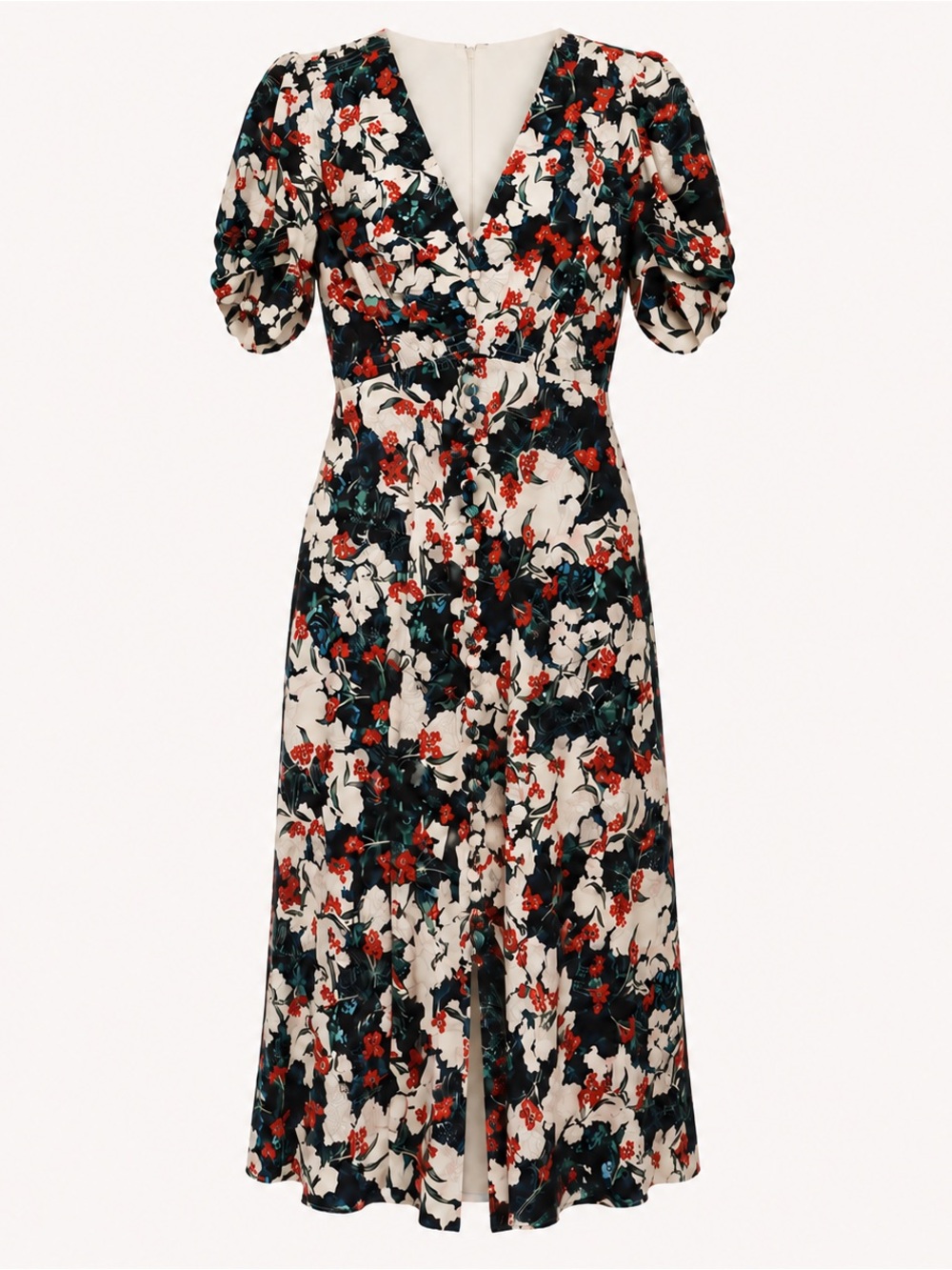 SALONI Lea Papaver Cascade Silk Jacquard Midi Dress US 6 NWOT - Picture 2 of 7